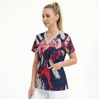 USA Ice Hockey Champions Eagle Scrub Top Patriotic Paint Splash Graffiti Art