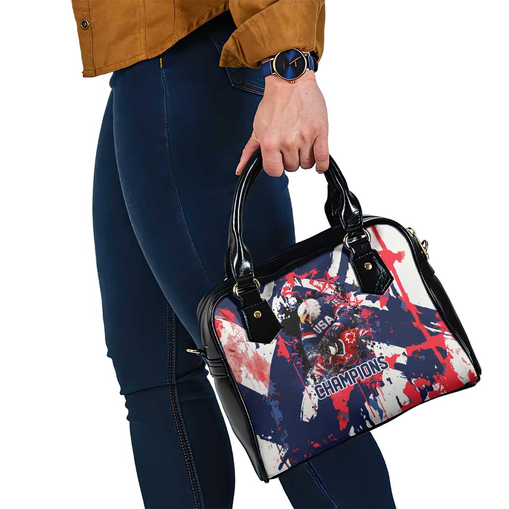 USA Ice Hockey Champions Eagle Shoulder Handbag Patriotic Paint Splash Graffiti Art