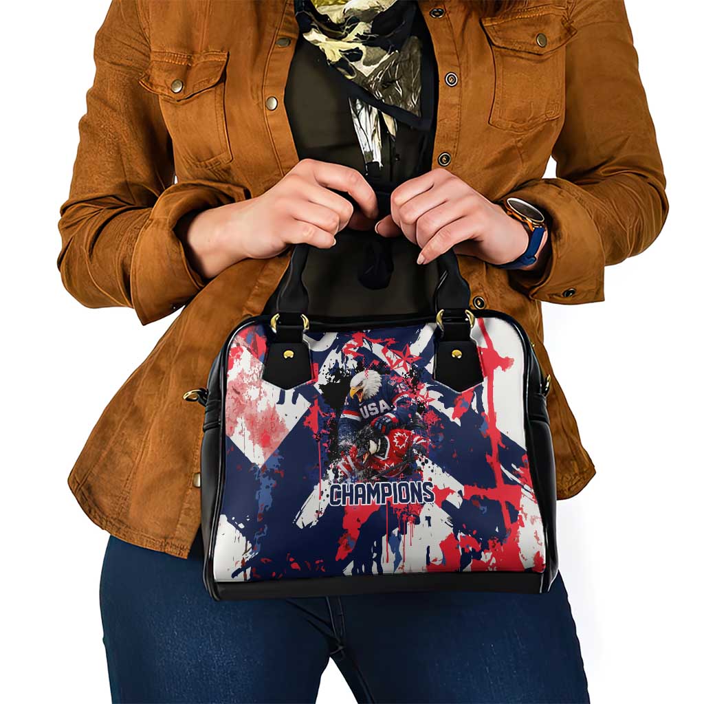 USA Ice Hockey Champions Eagle Shoulder Handbag Patriotic Paint Splash Graffiti Art