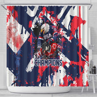 USA Ice Hockey Champions Eagle Shower Curtain Patriotic Paint Splash Graffiti Art