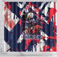 USA Ice Hockey Champions Eagle Shower Curtain Patriotic Paint Splash Graffiti Art