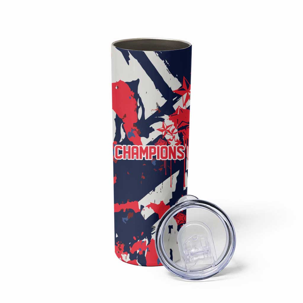 USA Ice Hockey Champions Eagle Skinny Tumbler Patriotic Paint Splash Graffiti Art