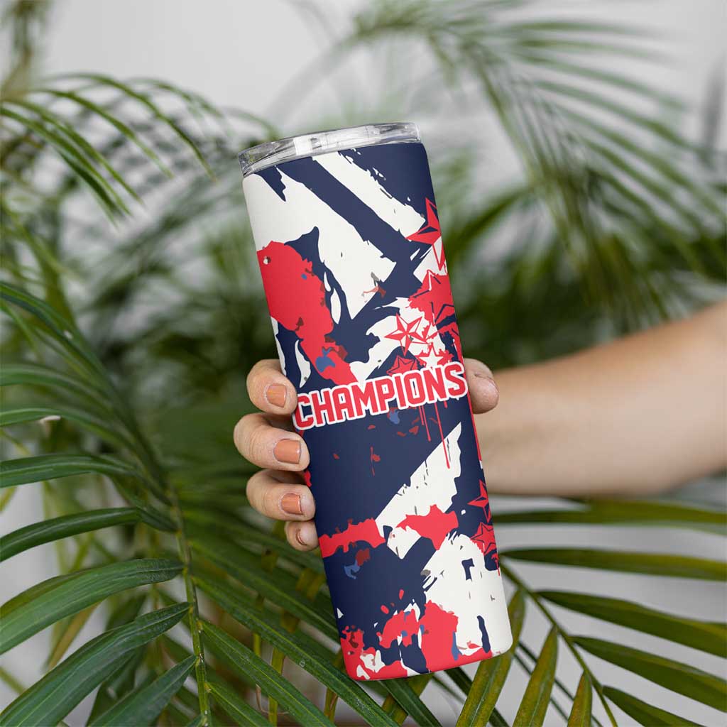 USA Ice Hockey Champions Eagle Skinny Tumbler Patriotic Paint Splash Graffiti Art