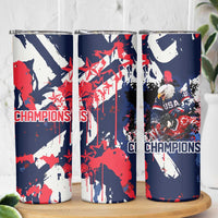 USA Ice Hockey Champions Eagle Skinny Tumbler Patriotic Paint Splash Graffiti Art