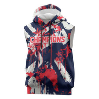 USA Ice Hockey Champions Eagle Sleeveless Hoodie Patriotic Paint Splash Graffiti Art