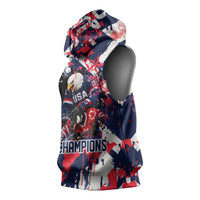 USA Ice Hockey Champions Eagle Sleeveless Hoodie Patriotic Paint Splash Graffiti Art