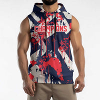USA Ice Hockey Champions Eagle Sleeveless Hoodie Patriotic Paint Splash Graffiti Art