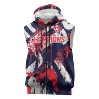USA Ice Hockey Champions Eagle Sleeveless Zip Hoodie Patriotic Paint Splash Graffiti Art