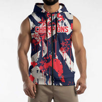USA Ice Hockey Champions Eagle Sleeveless Zip Hoodie Patriotic Paint Splash Graffiti Art