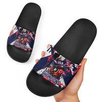 USA Ice Hockey Champions Eagle Slide Sandals Patriotic Paint Splash Graffiti Art