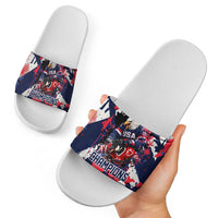 USA Ice Hockey Champions Eagle Slide Sandals Patriotic Paint Splash Graffiti Art