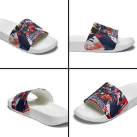 USA Ice Hockey Champions Eagle Slide Sandals Patriotic Paint Splash Graffiti Art