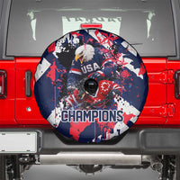 USA Ice Hockey Champions Eagle Spare Tire Cover Patriotic Paint Splash Graffiti Art