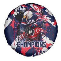 USA Ice Hockey Champions Eagle Spare Tire Cover Patriotic Paint Splash Graffiti Art