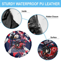 USA Ice Hockey Champions Eagle Spare Tire Cover Patriotic Paint Splash Graffiti Art