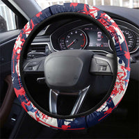 USA Ice Hockey Champions Eagle Steering Wheel Cover Patriotic Paint Splash Graffiti Art