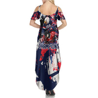 USA Ice Hockey Champions Eagle Summer Maxi Dress Patriotic Paint Splash Graffiti Art