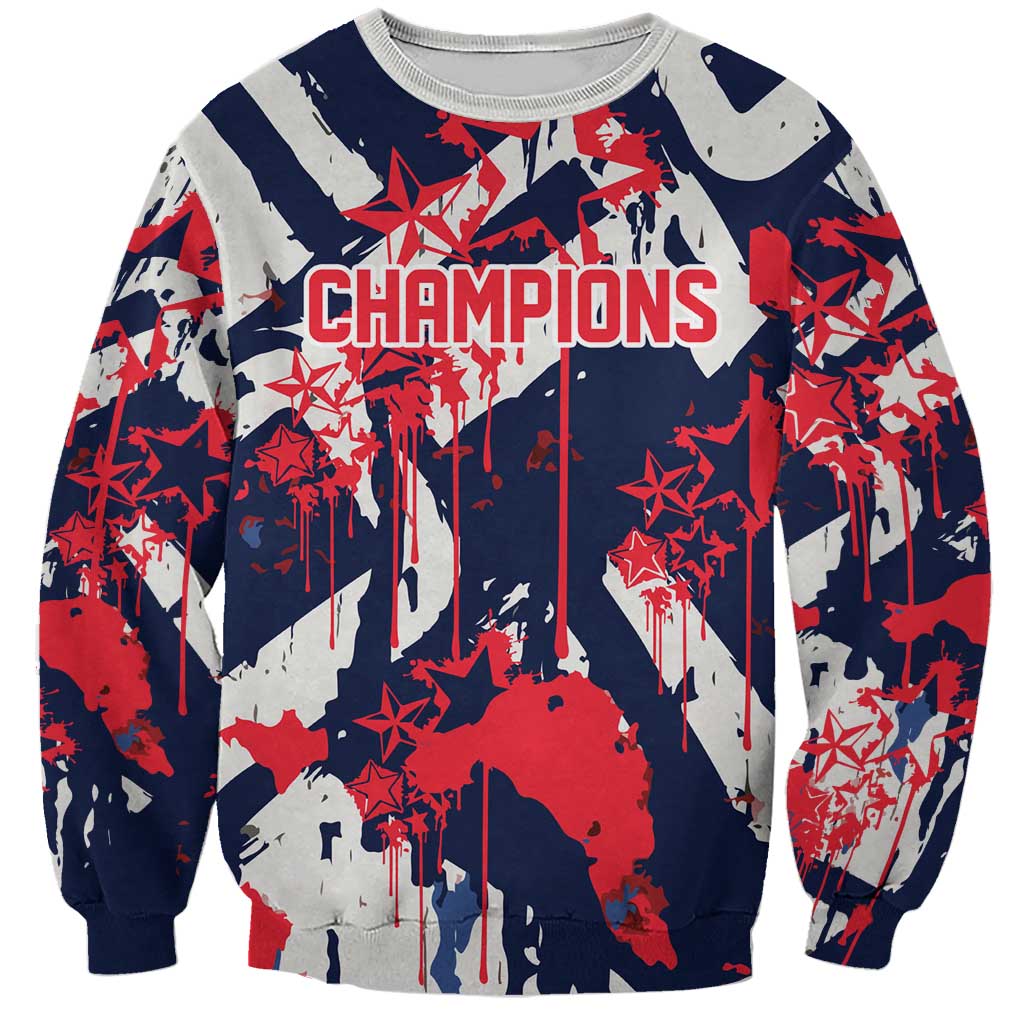 USA Ice Hockey Champions Eagle Sweatshirt Patriotic Paint Splash Graffiti Art