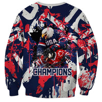 USA Ice Hockey Champions Eagle Sweatshirt Patriotic Paint Splash Graffiti Art