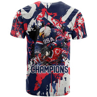 USA Ice Hockey Champions Eagle T Shirt Patriotic Paint Splash Graffiti Art