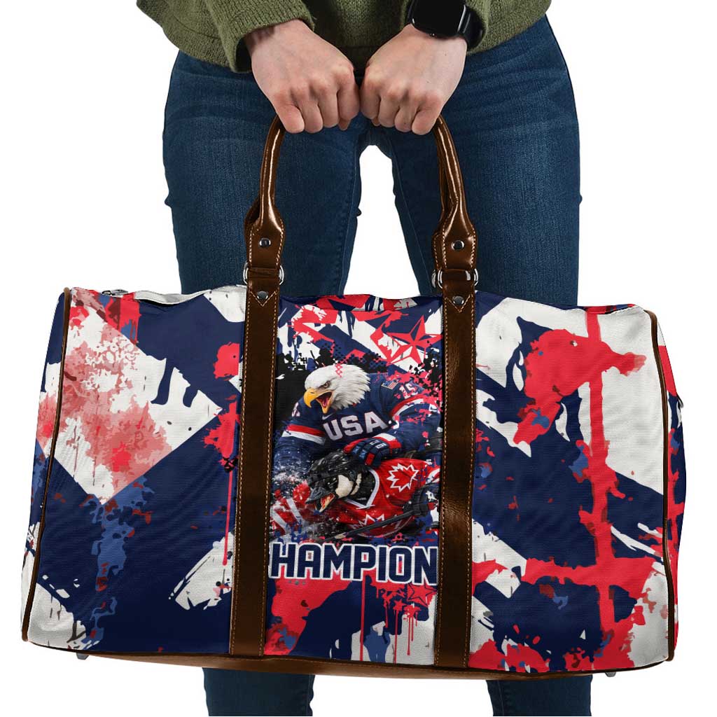 USA Ice Hockey Champions Eagle Travel Bag Patriotic Paint Splash Graffiti Art