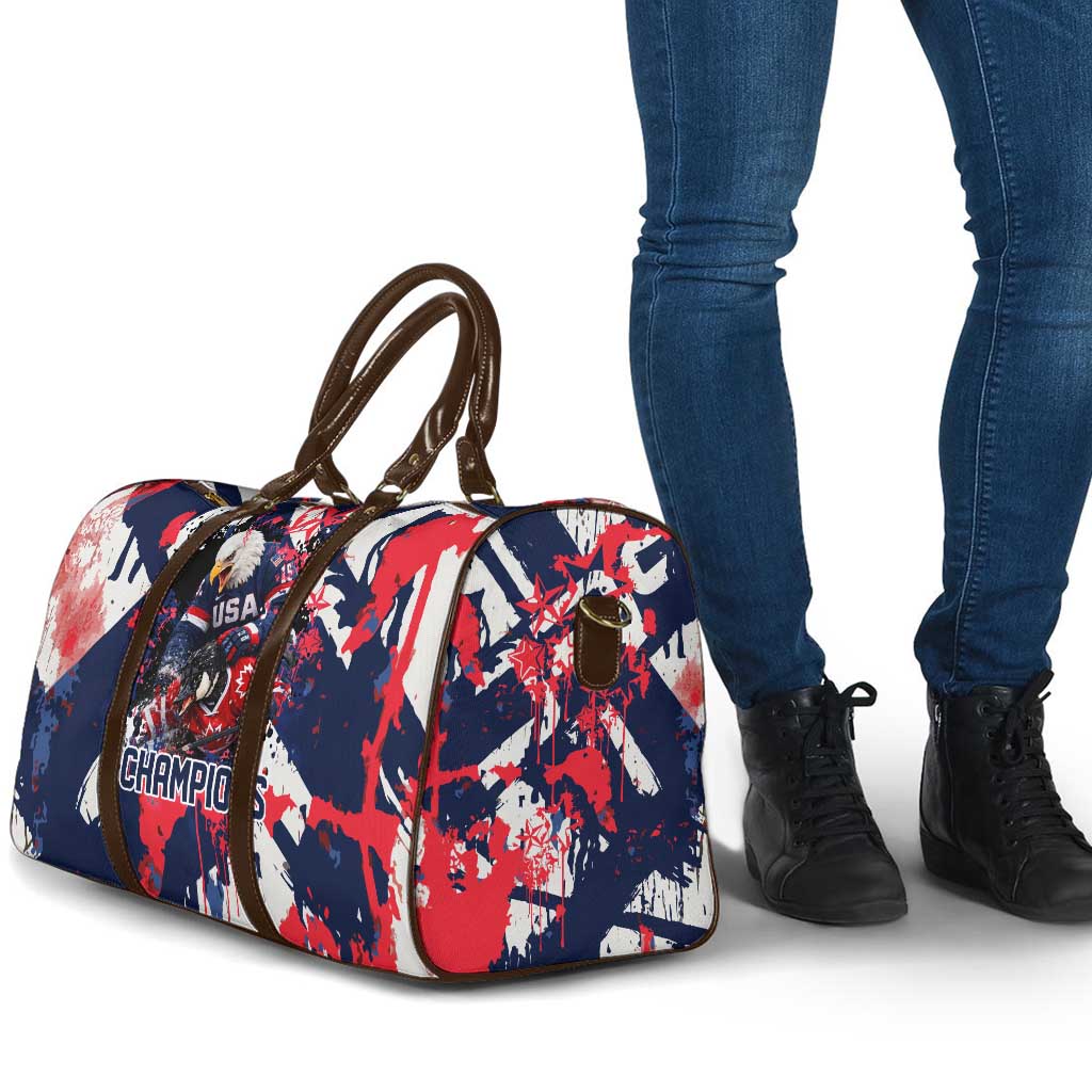 USA Ice Hockey Champions Eagle Travel Bag Patriotic Paint Splash Graffiti Art
