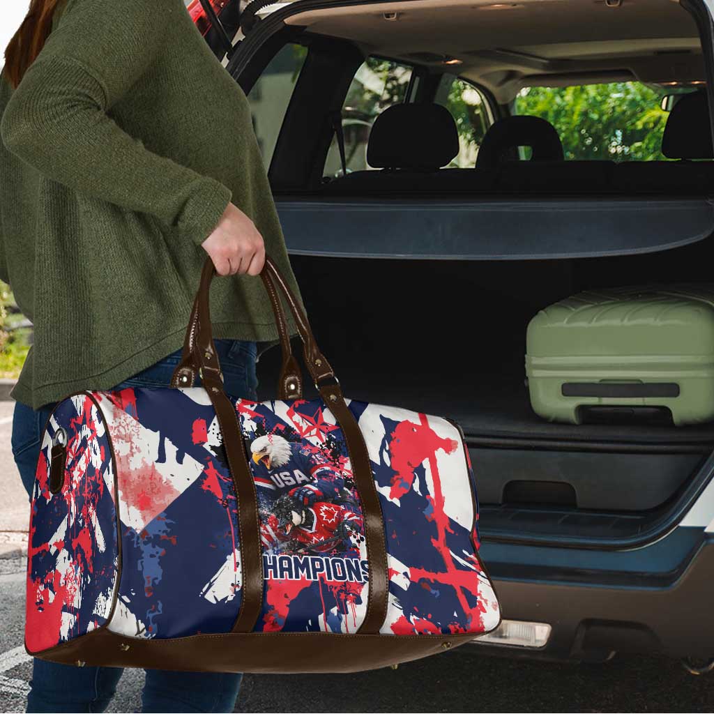 USA Ice Hockey Champions Eagle Travel Bag Patriotic Paint Splash Graffiti Art