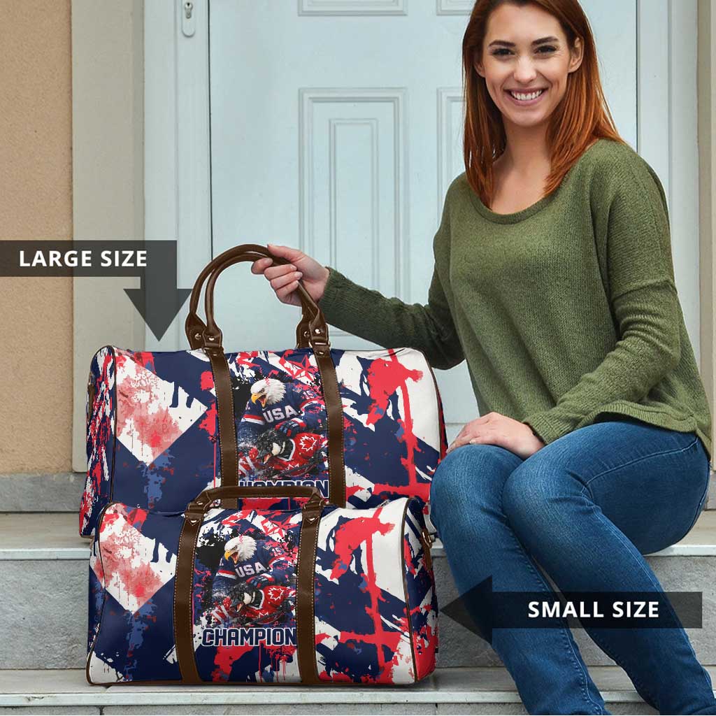USA Ice Hockey Champions Eagle Travel Bag Patriotic Paint Splash Graffiti Art