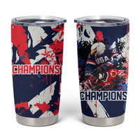 USA Ice Hockey Champions Eagle Tumbler Cup Patriotic Paint Splash Graffiti Art