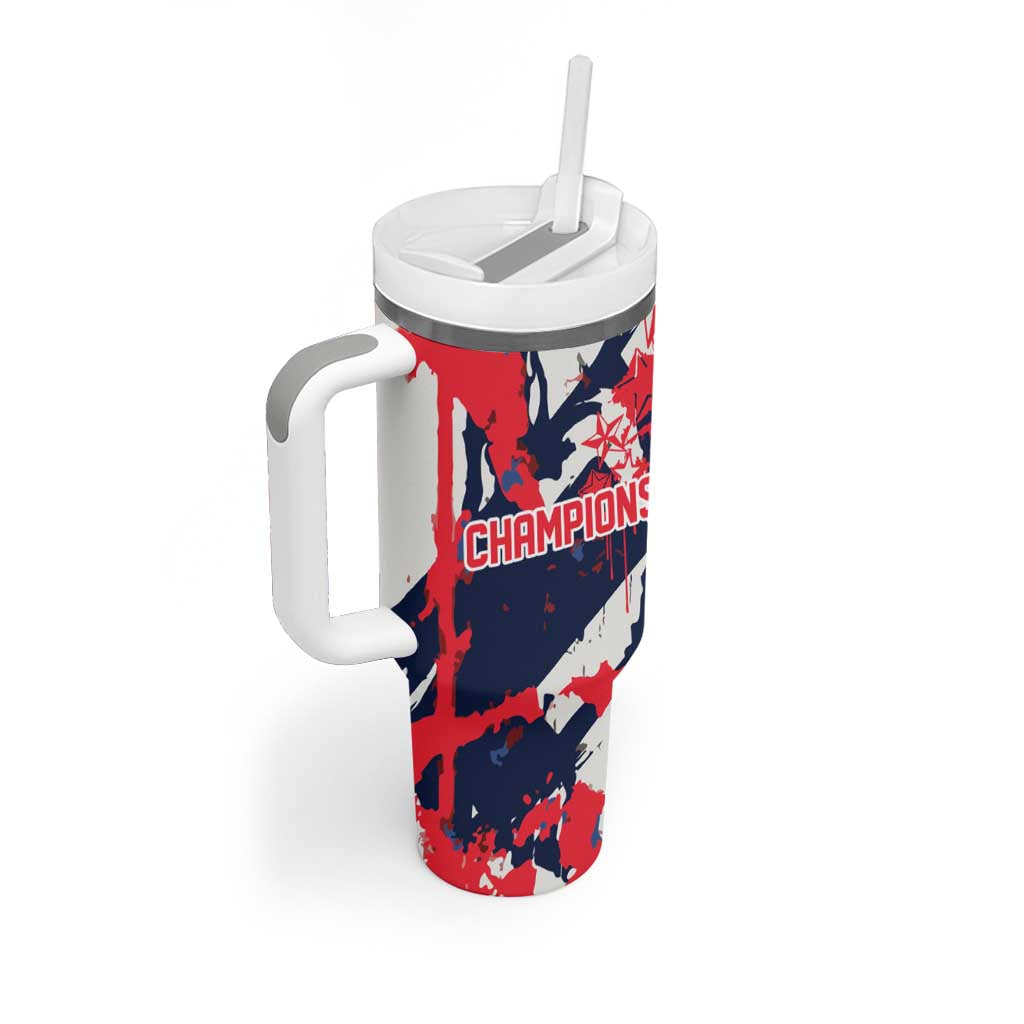 USA Ice Hockey Champions Eagle Tumbler With Handle Patriotic Paint Splash Graffiti Art
