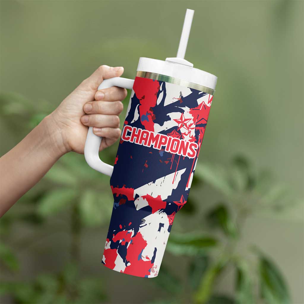 USA Ice Hockey Champions Eagle Tumbler With Handle Patriotic Paint Splash Graffiti Art
