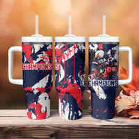 USA Ice Hockey Champions Eagle Tumbler With Handle Patriotic Paint Splash Graffiti Art
