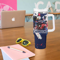 USA Ice Hockey Champions Eagle Tumbler With Handle Patriotic Paint Splash Graffiti Art