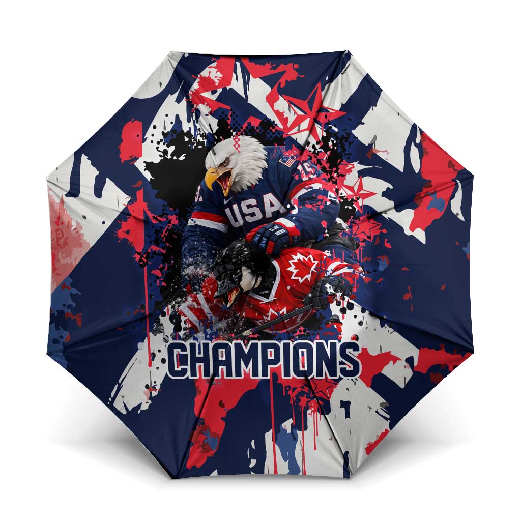 USA Ice Hockey Champions Eagle Umbrella Patriotic Paint Splash Graffiti Art