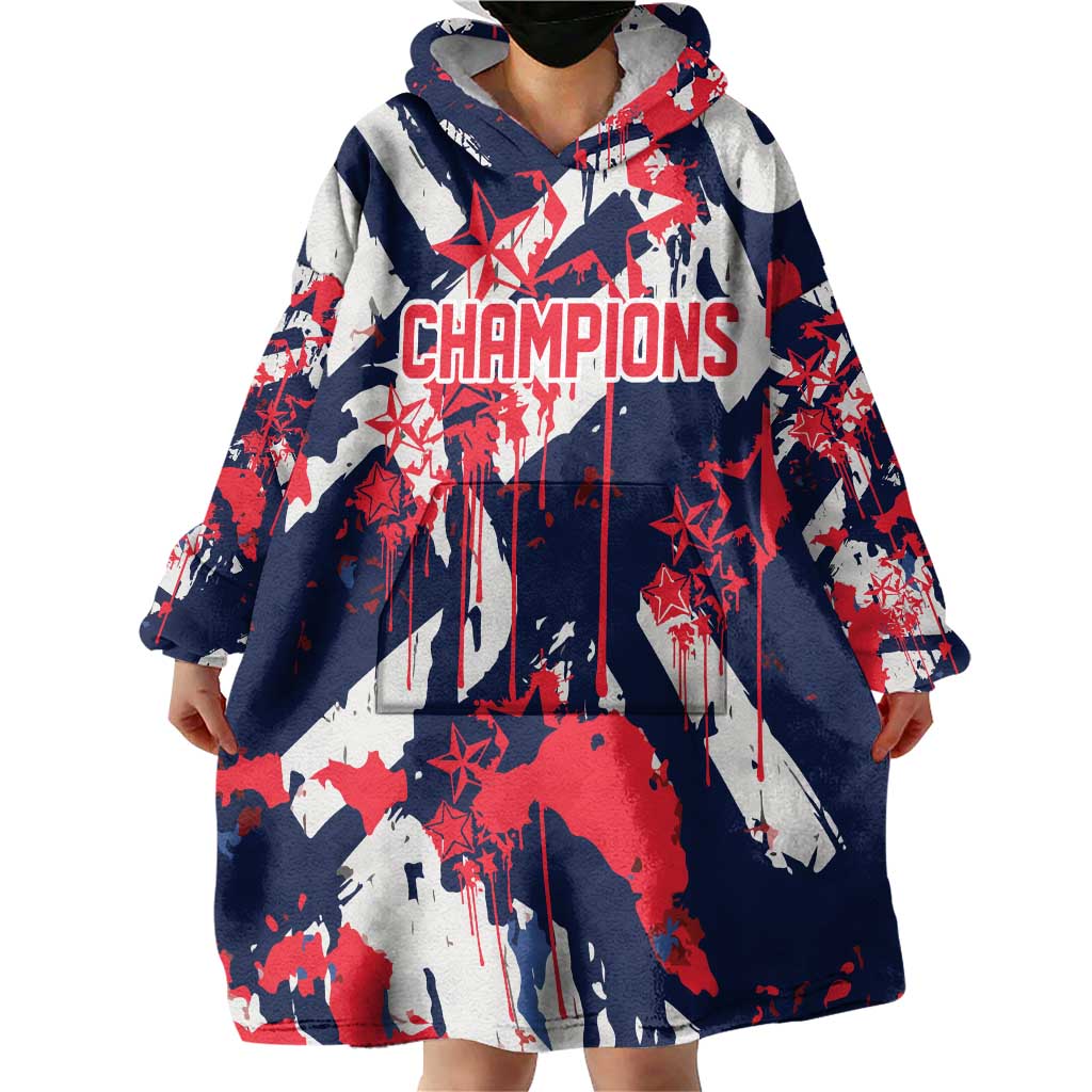 USA Ice Hockey Champions Eagle Wearable Blanket Hoodie Patriotic Paint Splash Graffiti Art