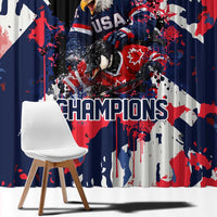 USA Ice Hockey Champions Eagle Window Curtain Patriotic Paint Splash Graffiti Art