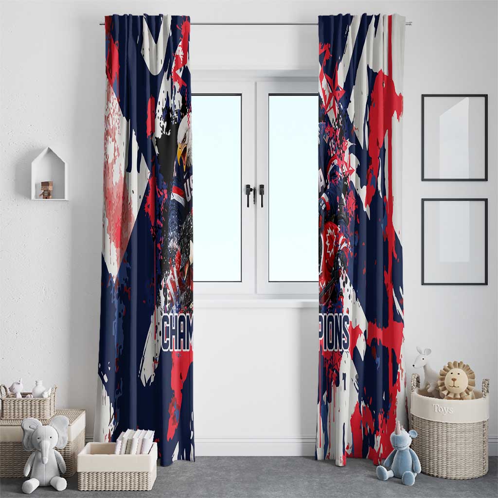 USA Ice Hockey Champions Eagle Window Curtain Patriotic Paint Splash Graffiti Art