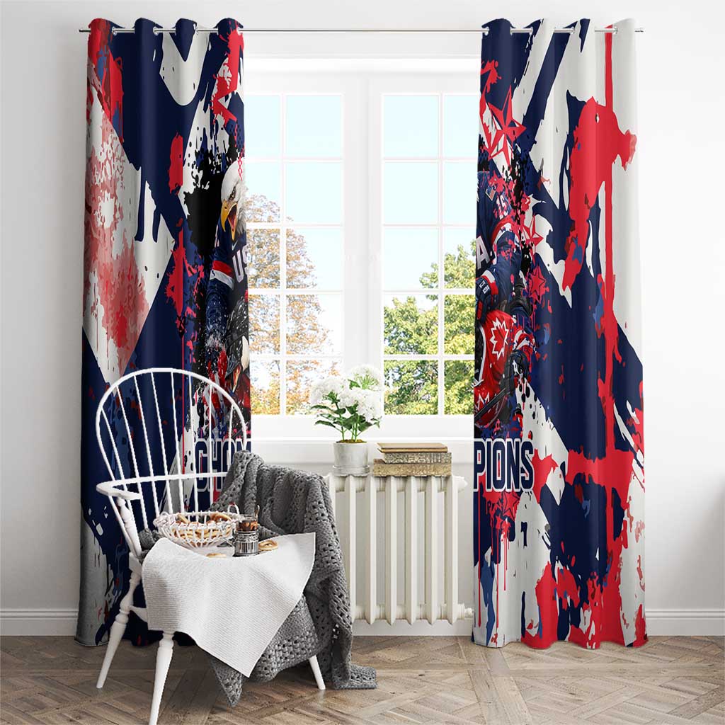 USA Ice Hockey Champions Eagle Window Curtain Patriotic Paint Splash Graffiti Art