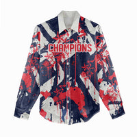 USA Ice Hockey Champions Eagle Women Casual Shirt Patriotic Paint Splash Graffiti Art
