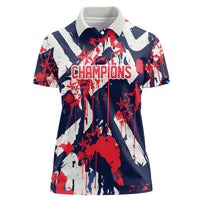 USA Ice Hockey Champions Eagle Women Polo Shirt Patriotic Paint Splash Graffiti Art