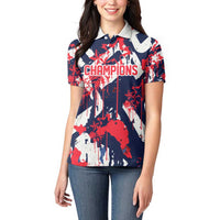 USA Ice Hockey Champions Eagle Women Polo Shirt Patriotic Paint Splash Graffiti Art