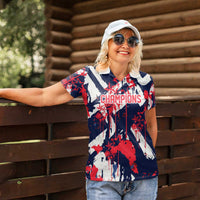 USA Ice Hockey Champions Eagle Women Polo Shirt Patriotic Paint Splash Graffiti Art