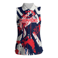 USA Ice Hockey Champions Eagle Women Sleeveless Polo Shirt Patriotic Paint Splash Graffiti Art