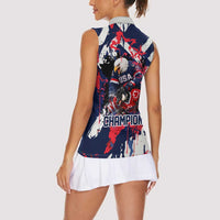 USA Ice Hockey Champions Eagle Women Sleeveless Polo Shirt Patriotic Paint Splash Graffiti Art