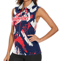 USA Ice Hockey Champions Eagle Women Sleeveless Polo Shirt Patriotic Paint Splash Graffiti Art
