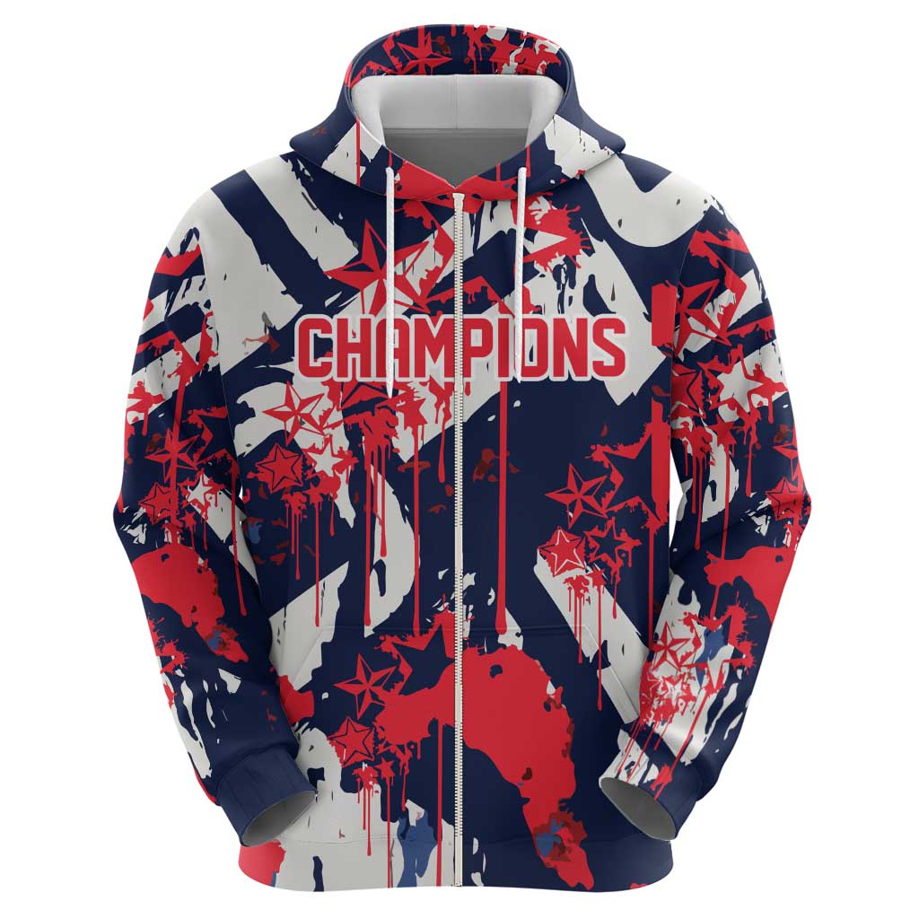 USA Ice Hockey Champions Eagle Zip Hoodie Patriotic Paint Splash Graffiti Art