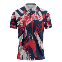 USA Ice Hockey Champions Eagle Zipper Polo Shirt Patriotic Paint Splash Graffiti Art