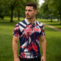 USA Ice Hockey Champions Eagle Zipper Polo Shirt Patriotic Paint Splash Graffiti Art