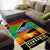 African Sunset Design Area Rug with Flag Map Mount Kilimanjaro and Wildlife Scene