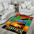 African Sunset Design Area Rug with Flag Map Mount Kilimanjaro and Wildlife Scene